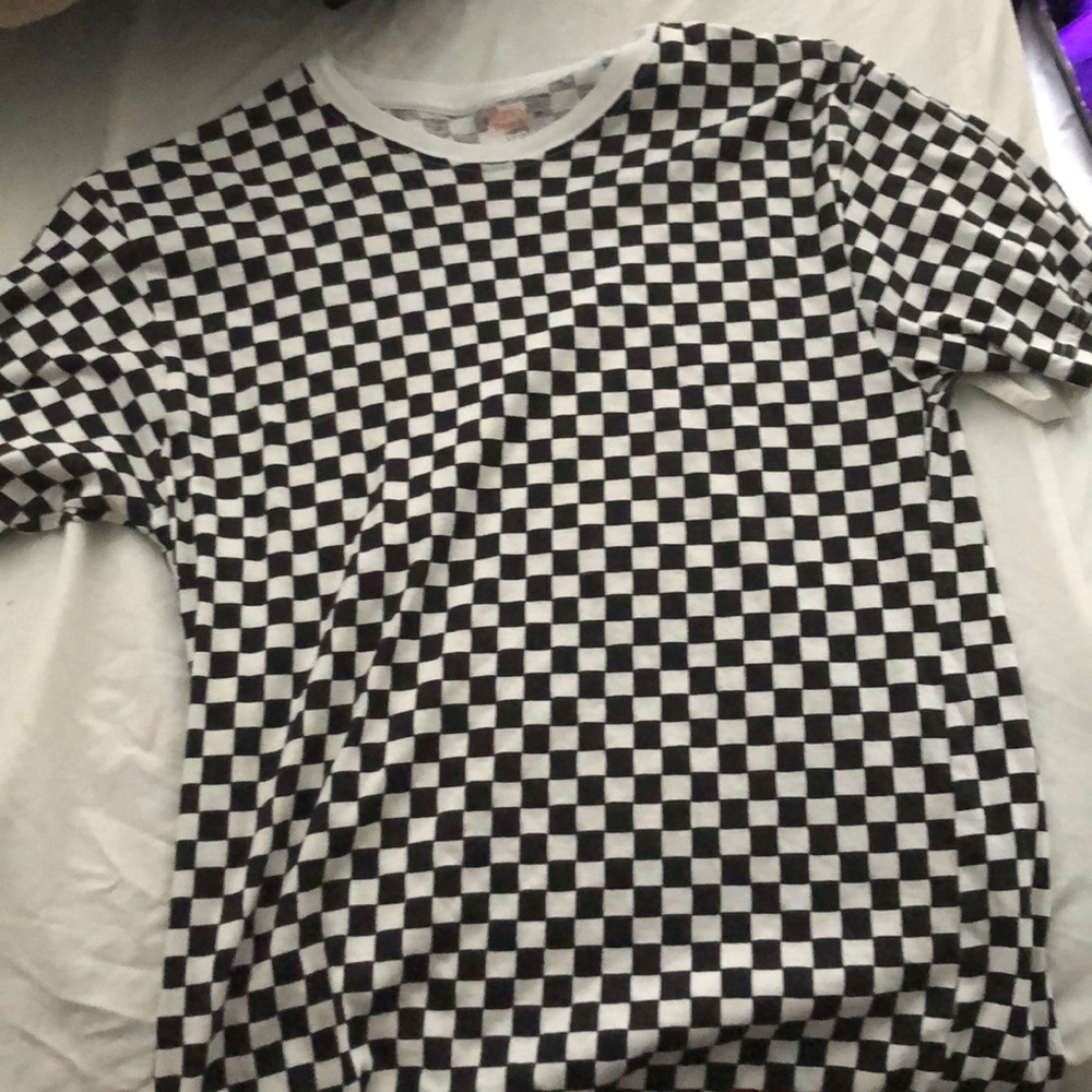 White and black checkered Supreme T shirt